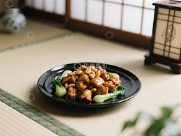 中式美食：宫保鸡丁配青菜