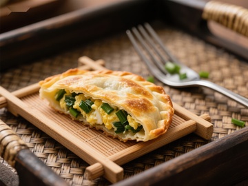 韭菜鸡蛋馅饼，金黄酥脆