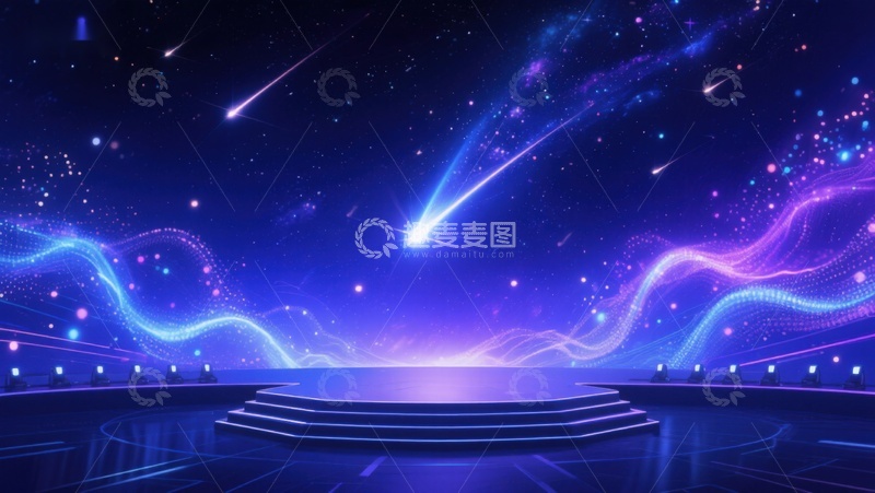 高清大图下载【趣麦麦图】星空舞台：流光溢彩的未来场景