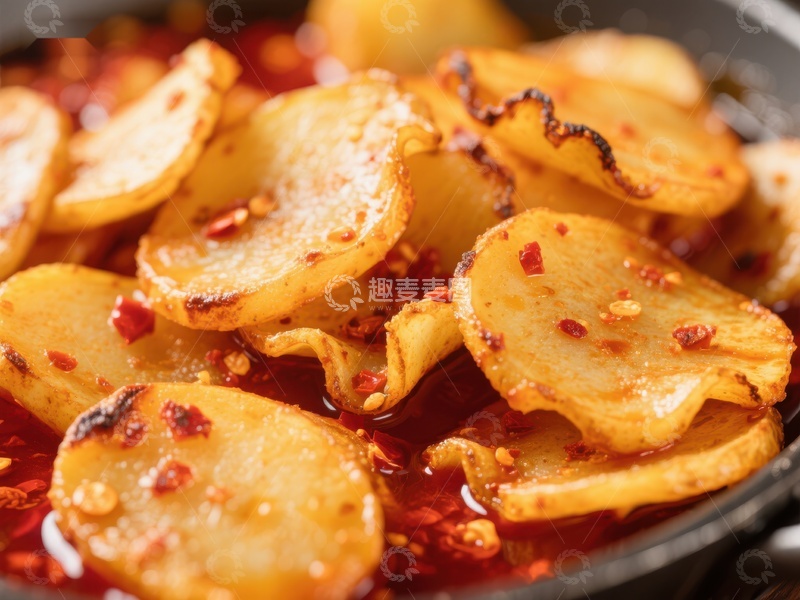 高清大图下载【趣麦麦图】香辣土豆片热锅特写