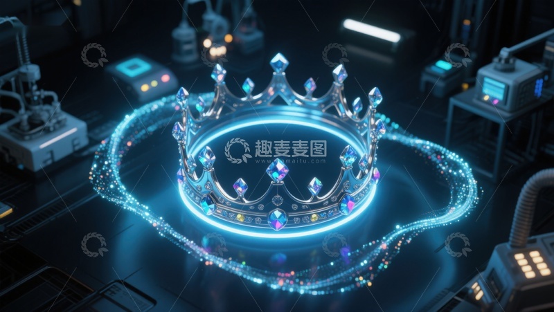 高清大图下载【趣麦麦图】科技皇冠：未来感设计与光芒