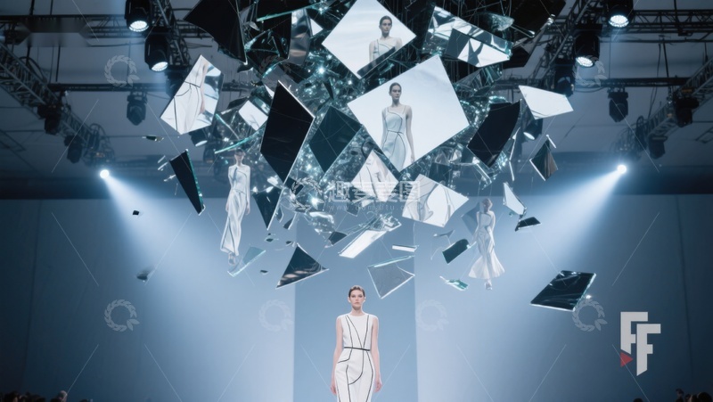 高清大图下载【趣麦麦图】时尚秀场：镜面装置与模特