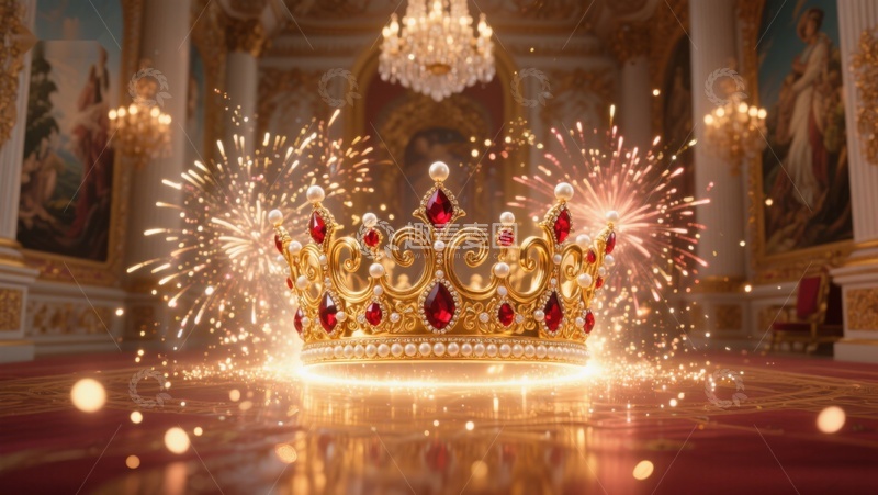 高清大图下载【趣麦麦图】华丽皇冠在宫殿中闪耀