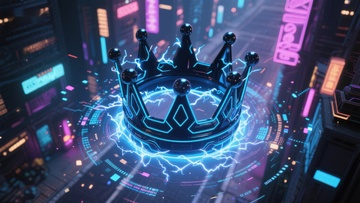 未来科技皇冠，霓虹都市背景