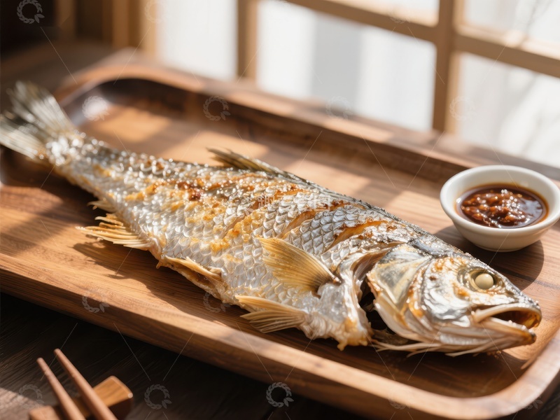 高清大图下载【趣麦麦图】烤鱼摆盘，佐以酱料