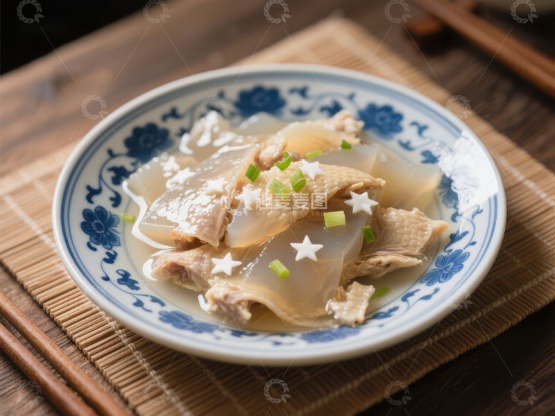 高清大图下载【趣麦麦图】清炖鸡肉配凉粉