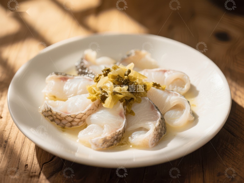 高清大图下载【趣麦麦图】清蒸鱼片配腌菜