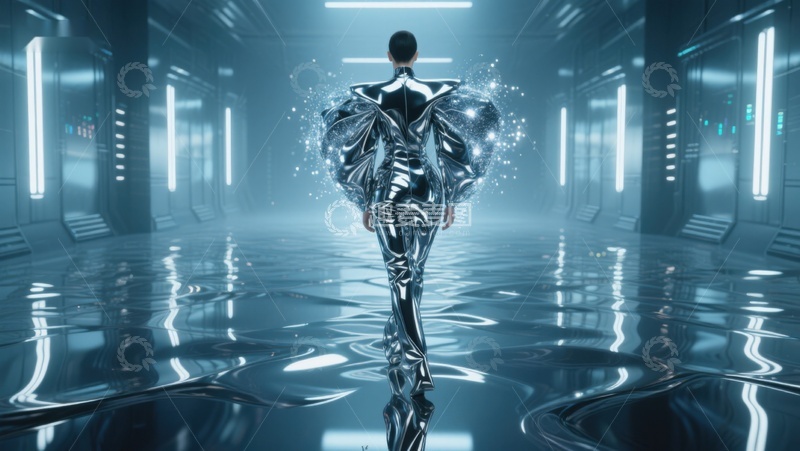 高清大图下载【趣麦麦图】未来科技走廊中的人物