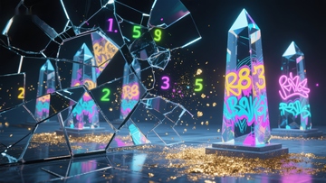 霓虹水晶与破碎玻璃的奇幻场景