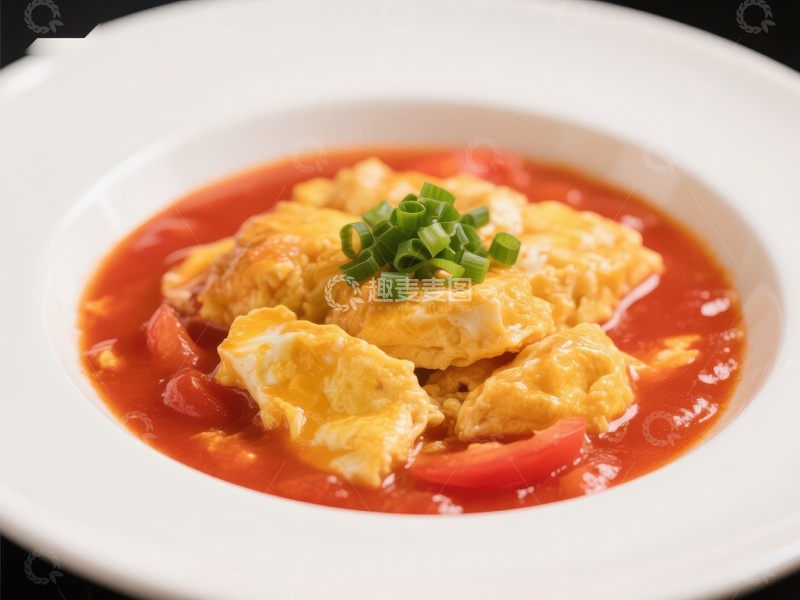 番茄炒蛋，点缀葱花的美味佳肴