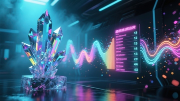 未来科技水晶与数据波形展示