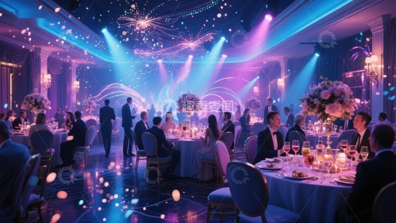 高清大图下载【趣麦麦图】华丽宴会厅内的优雅晚宴