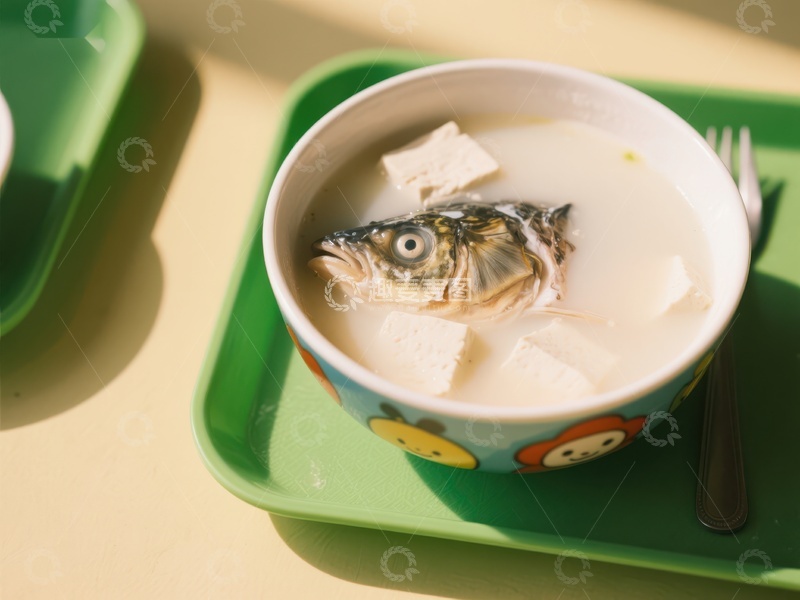 高清大图下载【趣麦麦图】鱼头豆腐汤，营养美味