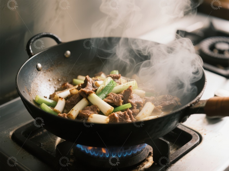 高清大图下载【趣麦麦图】热气腾腾的炒锅美食