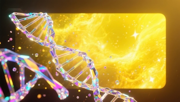 DNA双螺旋结构与金色背景