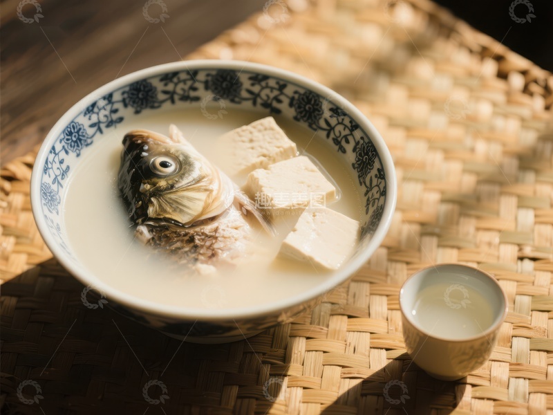 高清大图下载【趣麦麦图】鱼头豆腐汤，传统美食的温暖呈现