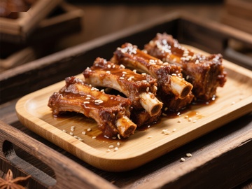 美味烤排骨，撒芝麻点缀