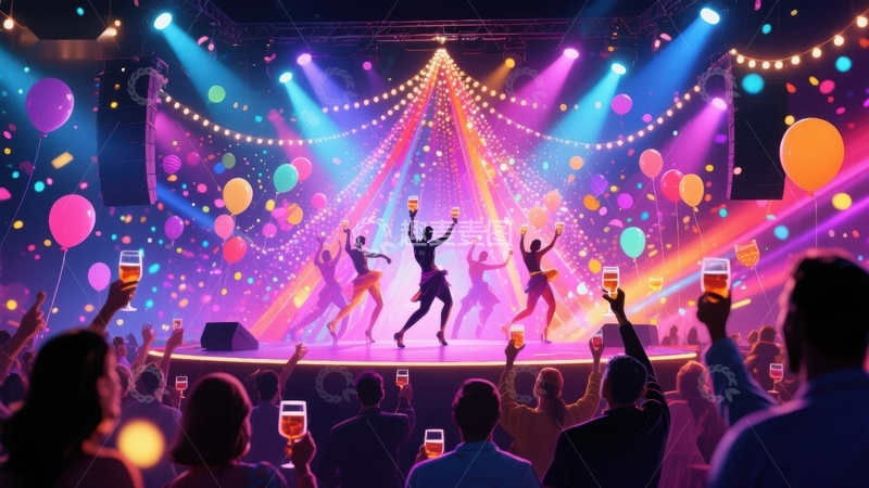 高清大图下载【趣麦麦图】炫彩灯光下的舞台派对