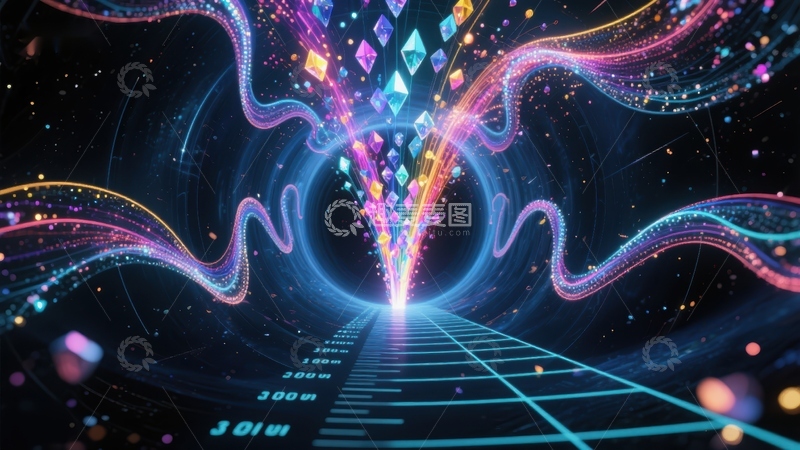 高清大图下载【趣麦麦图】霓虹光轨与流光溢彩的未来空间