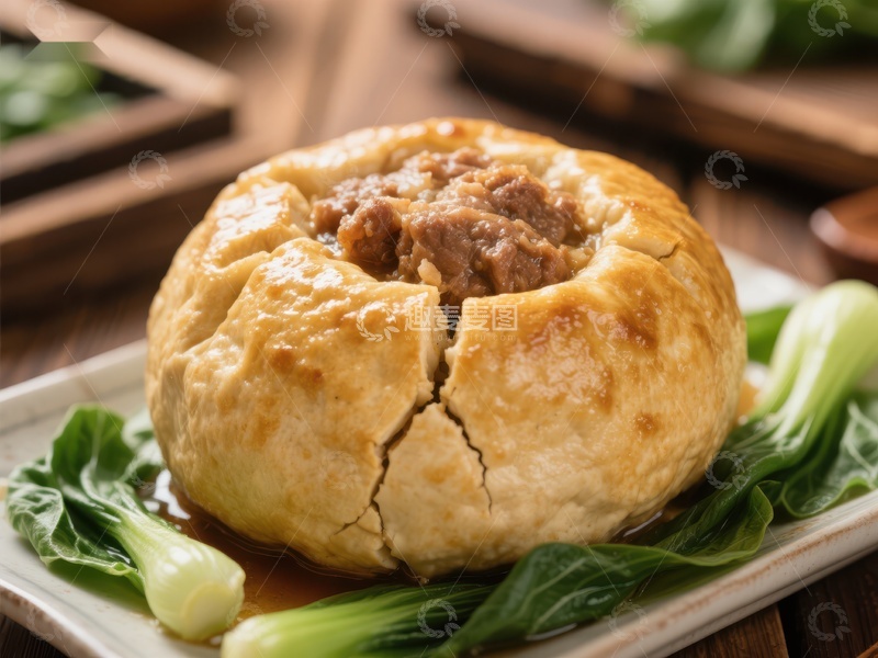 高清大图下载【趣麦麦图】金黄酥皮包裹的美味馅饼