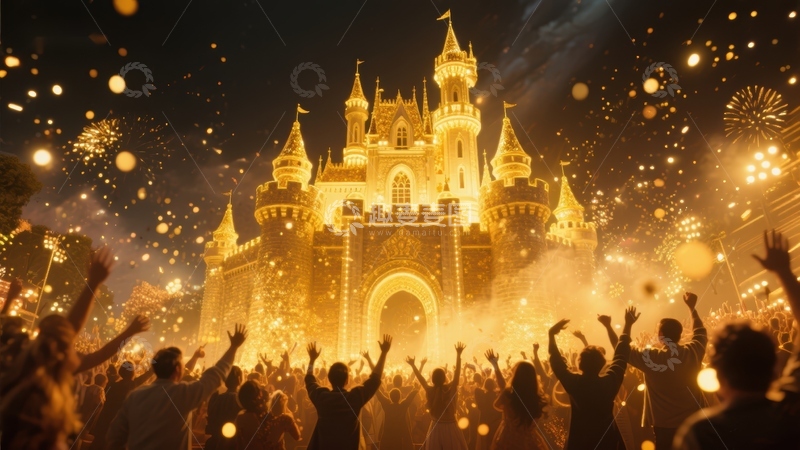 高清大图下载【趣麦麦图】夜幕下的城堡庆典