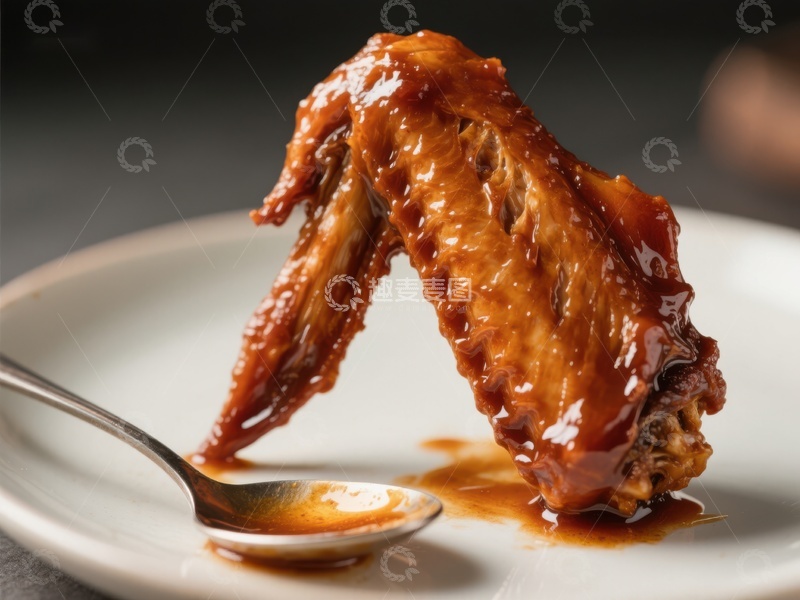 高清大图下载【趣麦麦图】酱汁淋漓的烤鸡翅特写