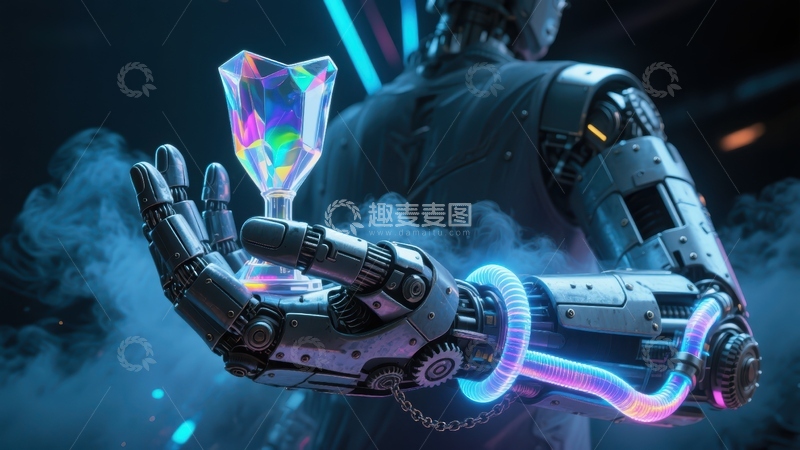高清大图下载【趣麦麦图】机械臂握持未来晶体