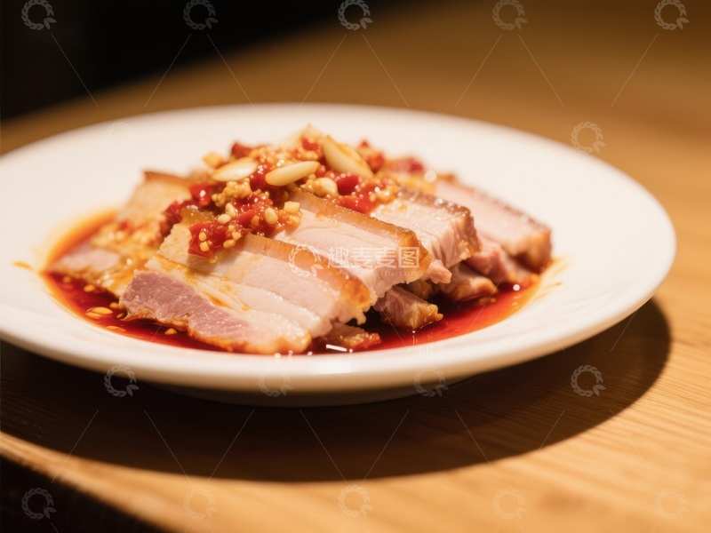 高清大图下载【趣麦麦图】蒜泥白肉配红油辣椒