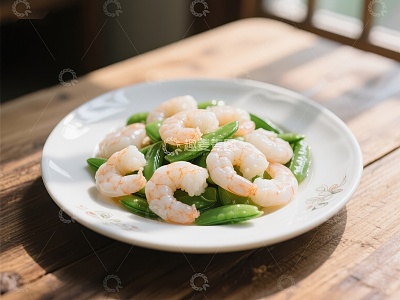 清炒虾仁与荷兰豆