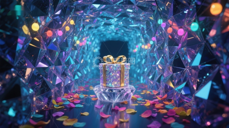 高清大图下载【趣麦麦图】璀璨水晶隧道中的神秘礼物