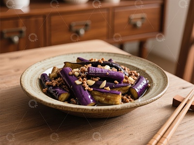 紫苏茄子炒肉末