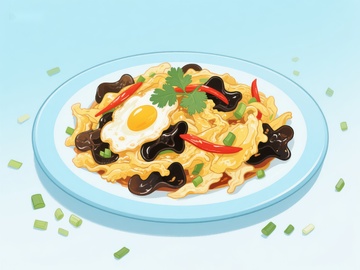 美味炒面配煎蛋