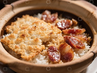煲仔饭：焦香米饭配腊肠