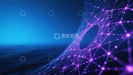 蓝色背景上的紫色网络结构