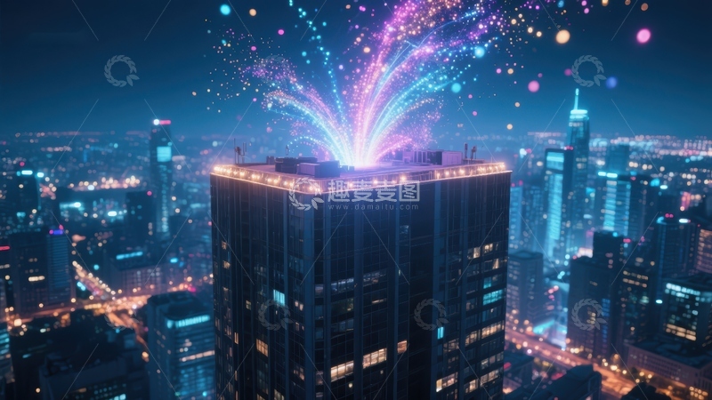 高清大图下载【趣麦麦图】城市夜景烟花绽放