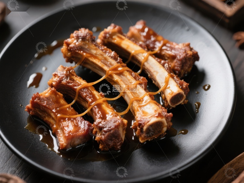 高清大图下载【趣麦麦图】酱汁淋洒的美味排骨