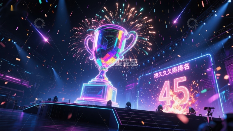 高清大图下载【趣麦麦图】霓虹奖杯庆典，数字排名闪耀