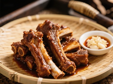 美味酱烧排骨配蒜瓣