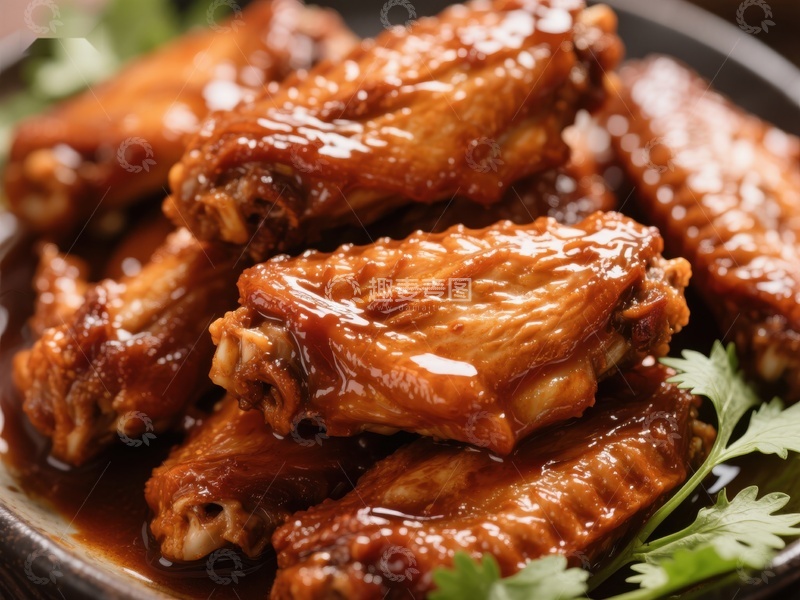 高清大图下载【趣麦麦图】美味酱汁鸡翅特写