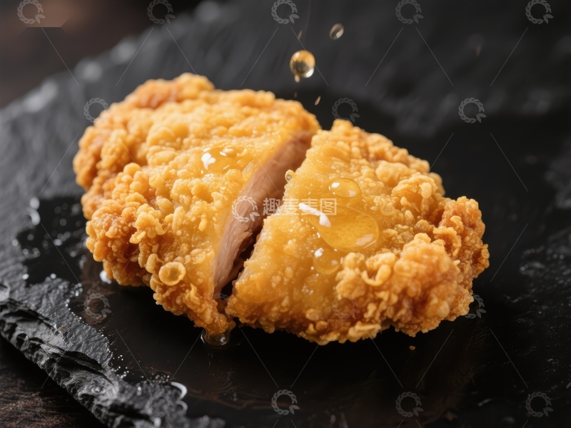 高清大图下载【趣麦麦图】酥脆炸鸡淋上蜂蜜特写
