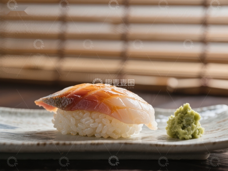 高清大图下载【趣麦麦图】精致寿司配芥末，日式料理