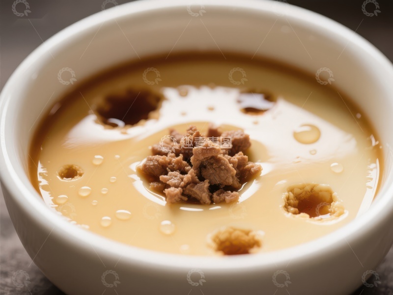 高清大图下载【趣麦麦图】蒸蛋羹配肉松特写