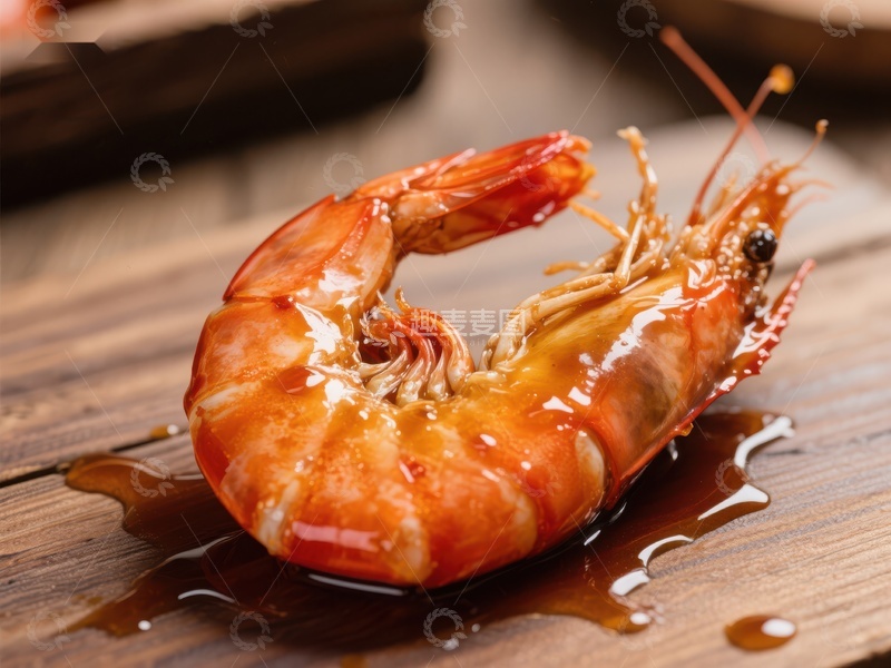 高清大图下载【趣麦麦图】酱汁淋虾：鲜美诱人
