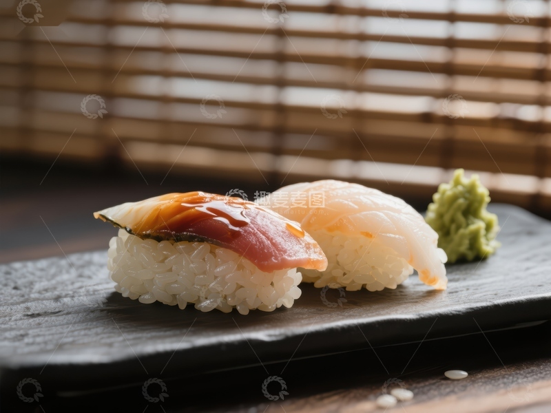 高清大图下载【趣麦麦图】精致寿司配芥末，日式料理