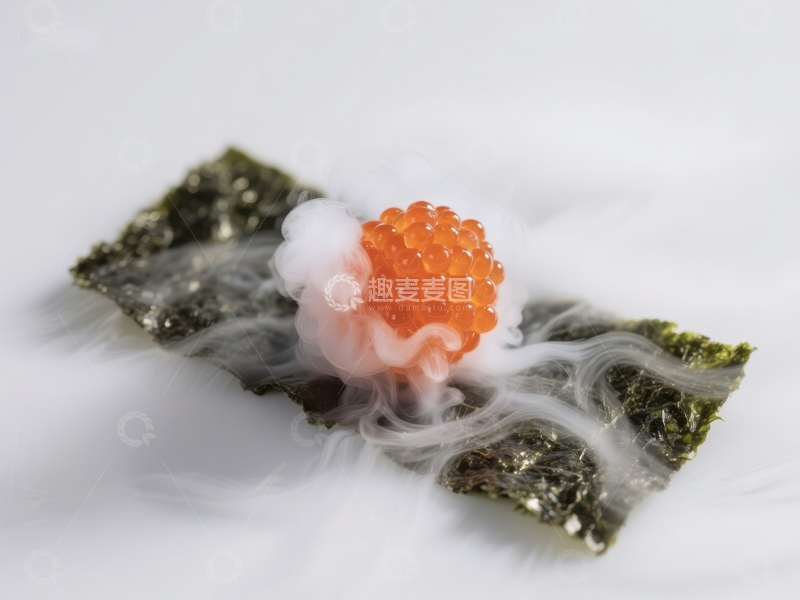 高清大图下载【趣麦麦图】烟雾缭绕的海苔与鱼子酱