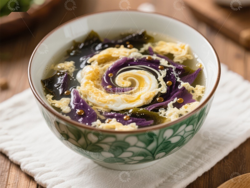 高清大图下载【趣麦麦图】紫薯蛋花汤，美味营养的健康饮品