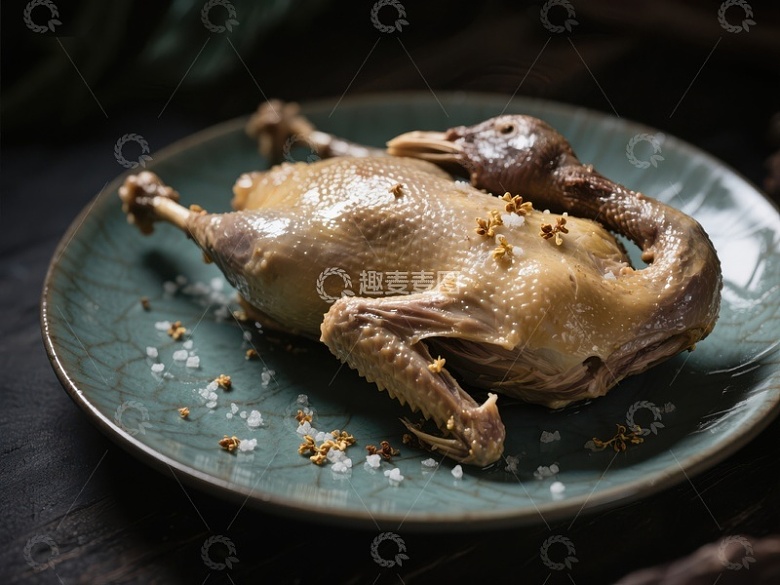 香料腌制的整鸭摆盘