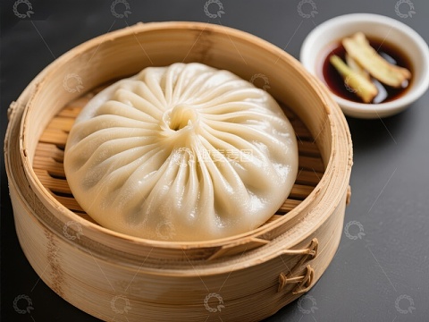 蒸笼中的包子与蘸料
