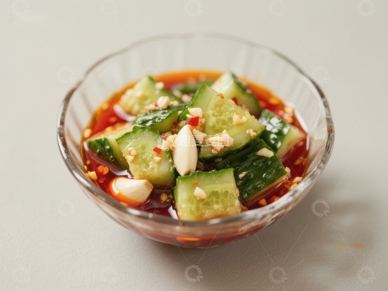 高清大图下载【趣麦麦图】辣椒油拌黄瓜小菜