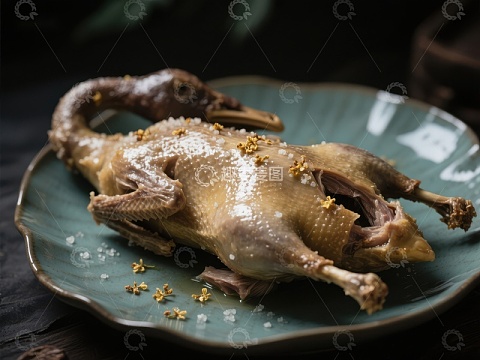 香料点缀的烤鸭